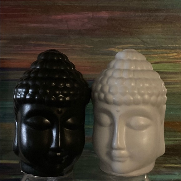 NWT Glazed Ceramic Buddha Bust / Head Statue Black 🖤 Namaste’ 🖤 - Picture 3 of 10